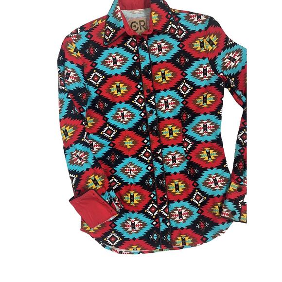 CR Ranch Wear Southwestern Button Up Long Sleeve Shirt Women's XXS Western Aztec - Picture 5 of 11